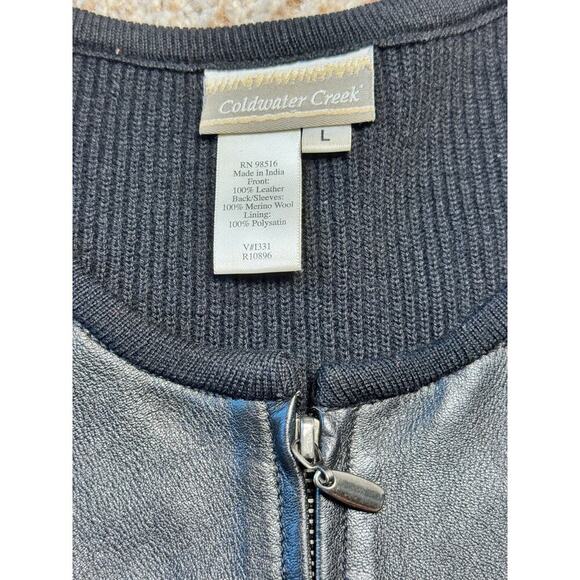 Coldwater Creek Leather & Wool Jacket, size women's Large, Full Zip; Knit Sweter - Picture 12 of 12